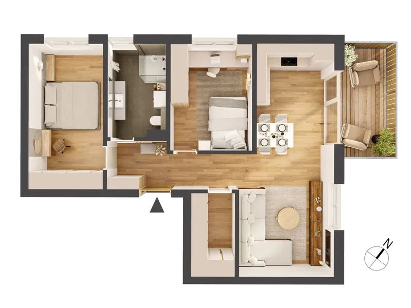 Hochwertige 3-Zimmer Neubauwohnung mit Balkon IW12