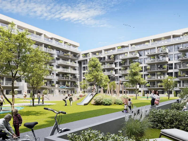 Grüne Oase in der Stadt – Wohnen mit Park & Spielplatz im Innenhof