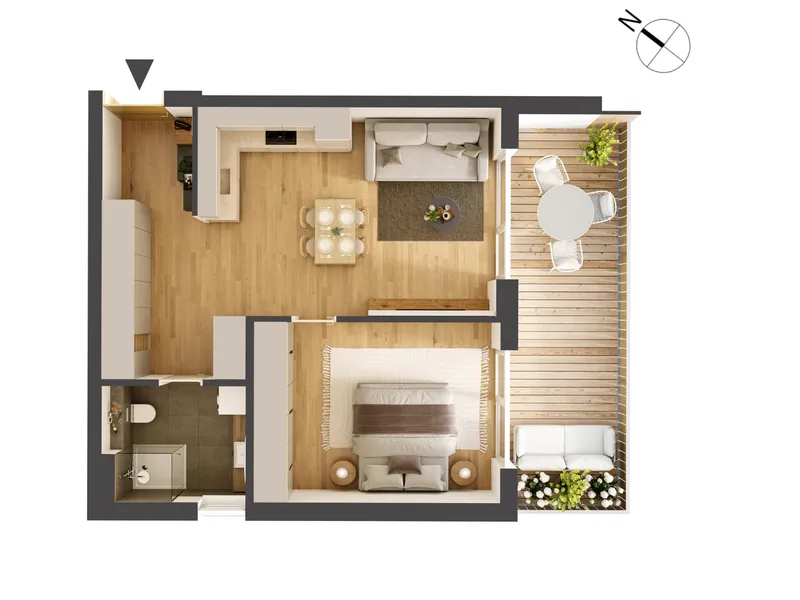 Hochwertige 2-Zimmer Neubauwohnung mit Balkon IW05