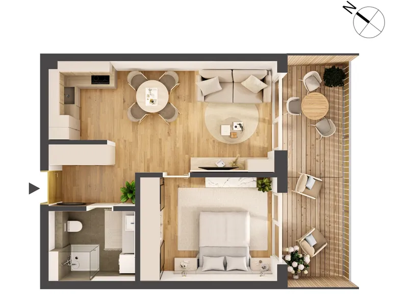 Hochwertige 2-Zimmer Neubauwohnung mit Balkon IW06