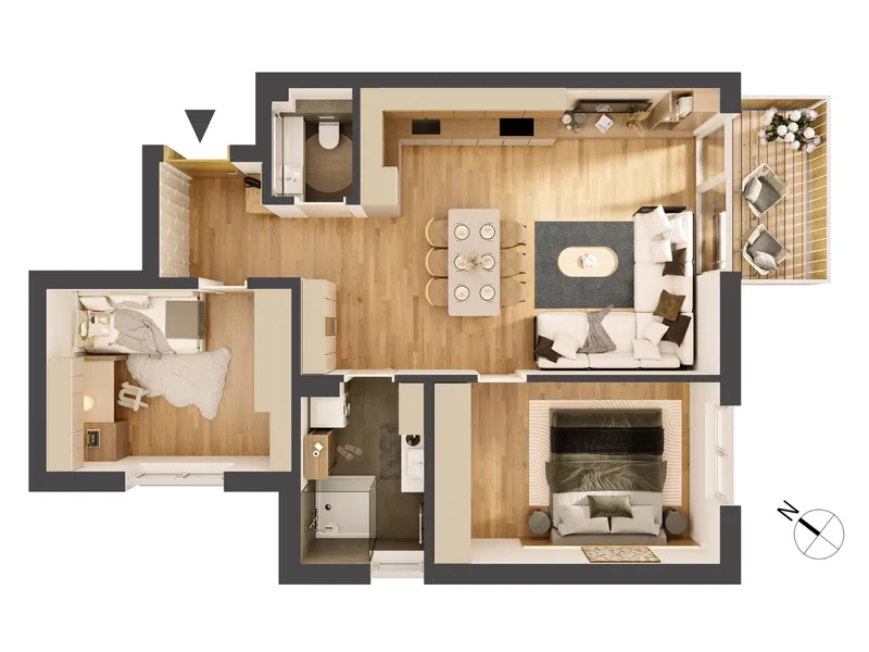 Hochwertige 3-Zimmer Neubauwohnung mit Balkon HW09