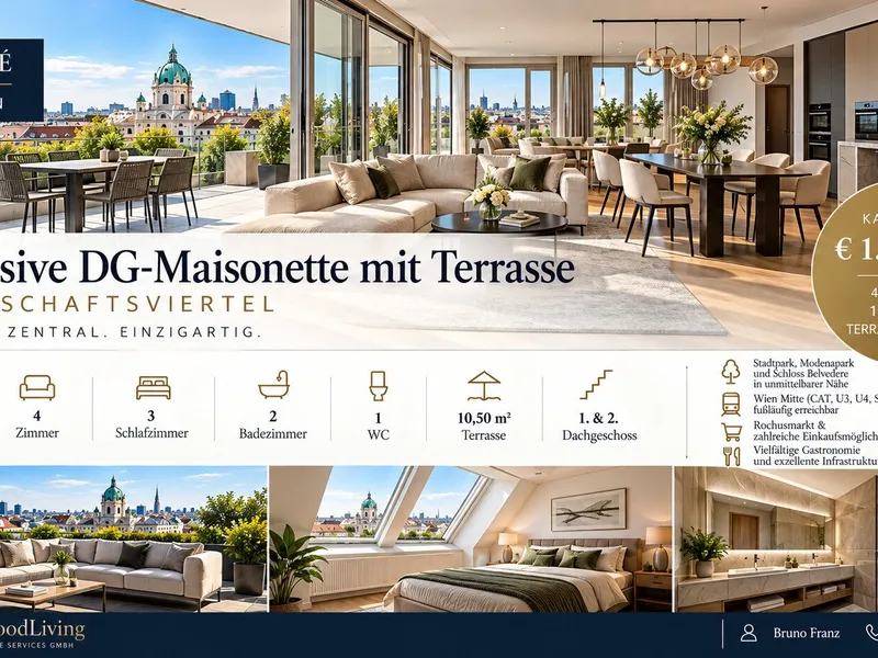 Exklusive DG-Maisonette mit Terrasse im Botschaftsviertel – 145,89 m² Wohnfläche