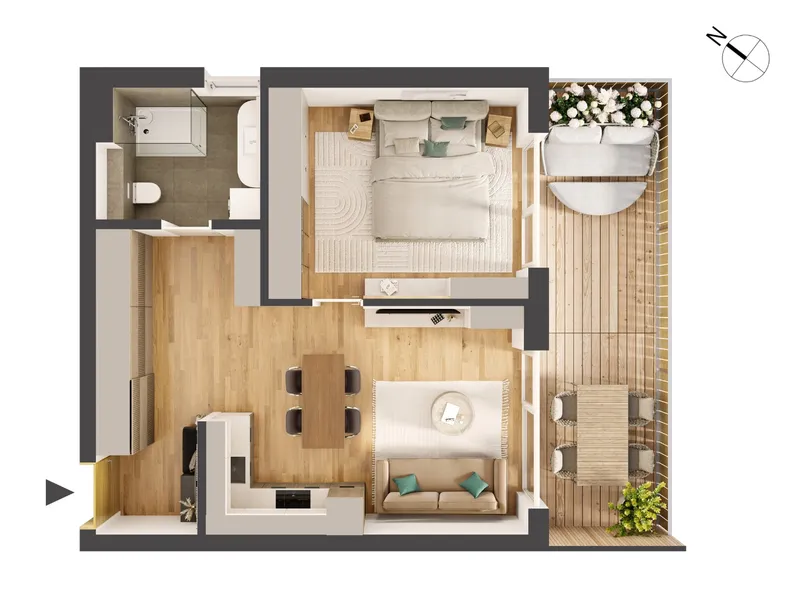 Hochwertige 2-Zimmer Neubauwohnung mit Balkon HW12