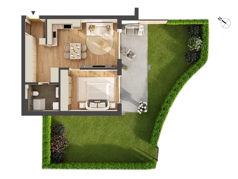 Hochwertige 2-Zimmer Neubau-Gartenwohnung IW01