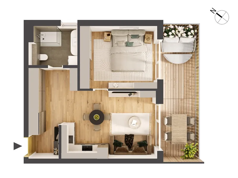 Hochwertige 2-Zimmer Neubauwohnung mit Balkon HW06