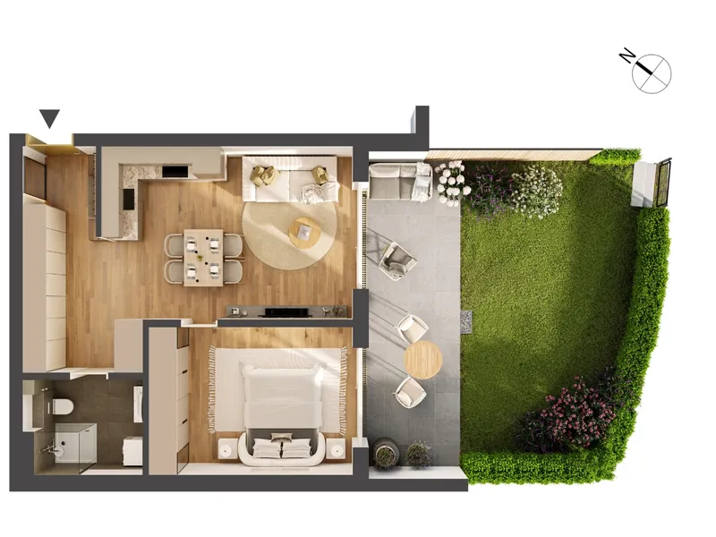 Hochwertige 2-Zimmer Neubau-Gartenwohnung HW01