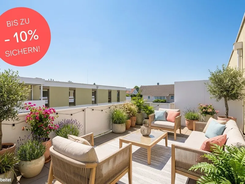 BIS ZU -10% PREISNACHLASS! Nach Süden ausgerichtete 3-Zimmer-Wohnung mit Rundum-Dachterrasse | Weitblick | Provisionsfrei