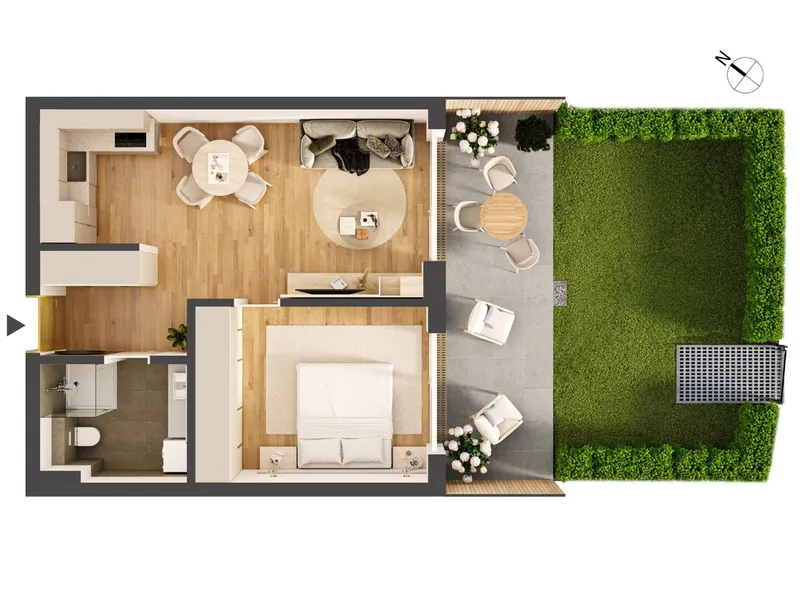 Hochwertige 2-Zimmer Neubau-Gartenwohnung IW02