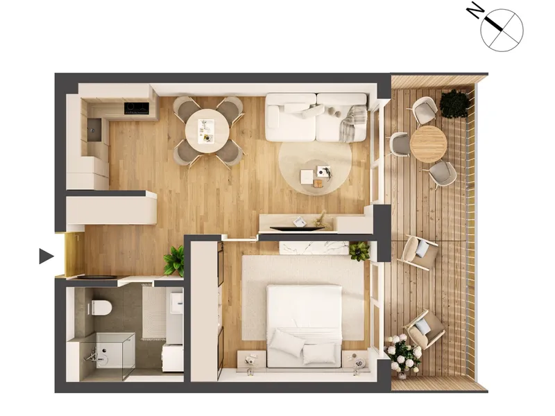 Hochwertige 2-Zimmer Neubauwohnung mit Balkon HW16