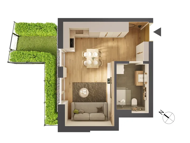Hochwertige 1-Zimmer Neubau-Gartenwohnung HW08