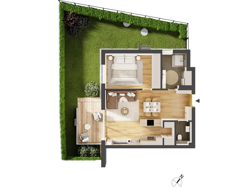 Hochwertige 2-Zimmer Neubau-Gartenwohnung IW04